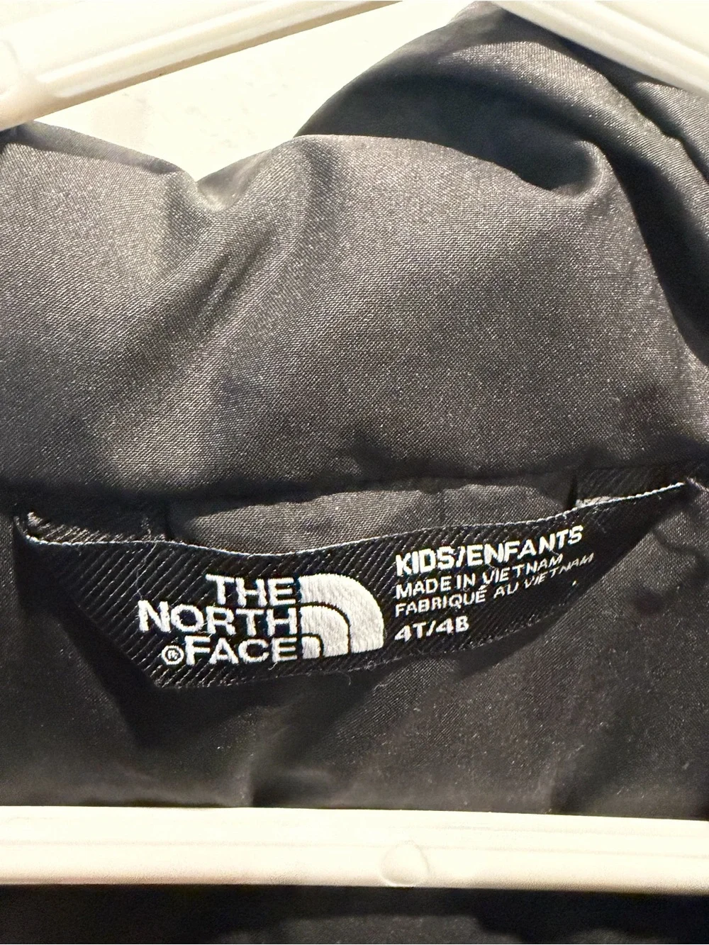 The North Face Kids Black Lower & White Printed‎ Hooded Puffer Jacket 4T